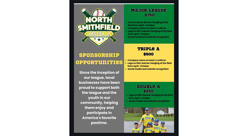 Help support the league,  Become a Sponsor today!